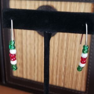 Beaded Christmas Dangle Earrings